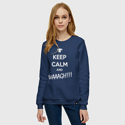 Свитшот хлопковый женский Keep Calm & WAAAGH, цвет: тёмно-синий — фото 2