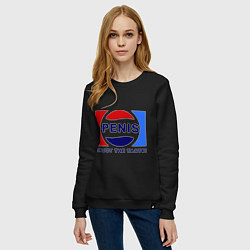 Свитшот хлопковый женский Penis. Enjoy the taste, цвет: черный — фото 2
