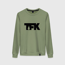 Свитшот хлопковый женский TFK: Black Logo, цвет: авокадо