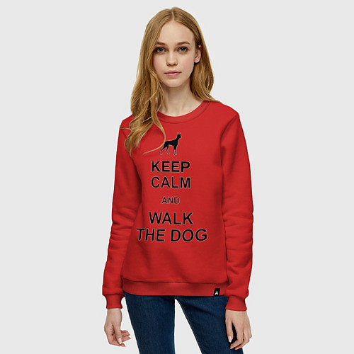 Женский свитшот Keep Calm & Walk the dog / Красный – фото 3