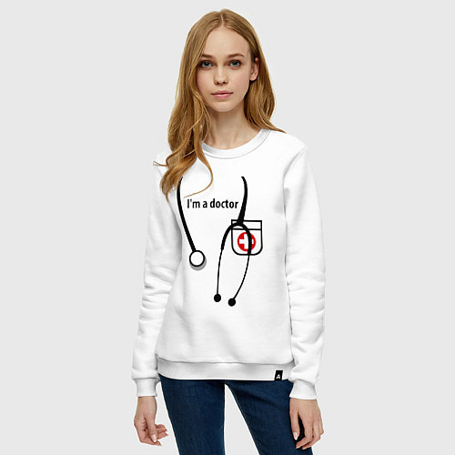Женский свитшот I m doctor / Белый – фото 3