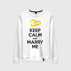 Свитшот хлопковый женский Keep Calm & Marry Me, цвет: белый