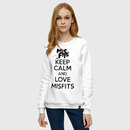 Женский свитшот Keep Calm & Love Misfits / Белый – фото 3