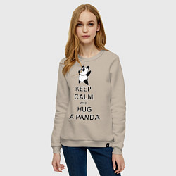 Свитшот хлопковый женский Keep Calm & Hug A Panda, цвет: миндальный — фото 2
