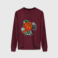 Свитшот хлопковый женский Hip Hop Basketball, цвет: меланж-бордовый