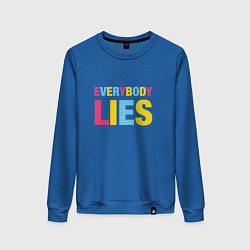 Свитшот хлопковый женский Everybody Lies, цвет: синий
