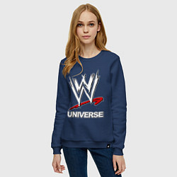 Свитшот хлопковый женский WWE universe, цвет: тёмно-синий — фото 2