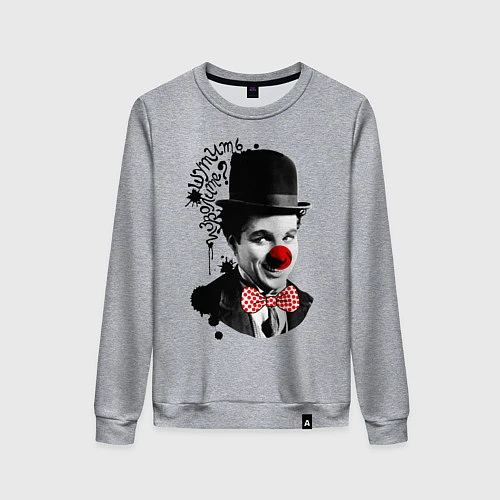 Женский свитшот Чарли Чаплин клоун / Меланж – фото 1