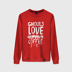 Свитшот хлопковый женский Ghouls Love Coffee, цвет: красный