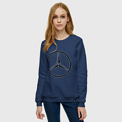Свитшот хлопковый женский Mercedes-Benz logo, цвет: тёмно-синий — фото 2