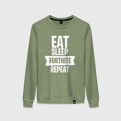 Свитшот хлопковый женский Eat Sleep Fortnite Repeat, цвет: авокадо