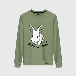 Свитшот хлопковый женский Rabbit: follow me, цвет: авокадо