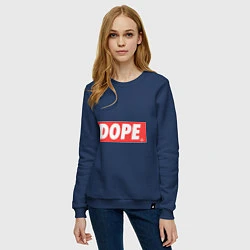 Свитшот хлопковый женский Dope Logo, цвет: тёмно-синий — фото 2