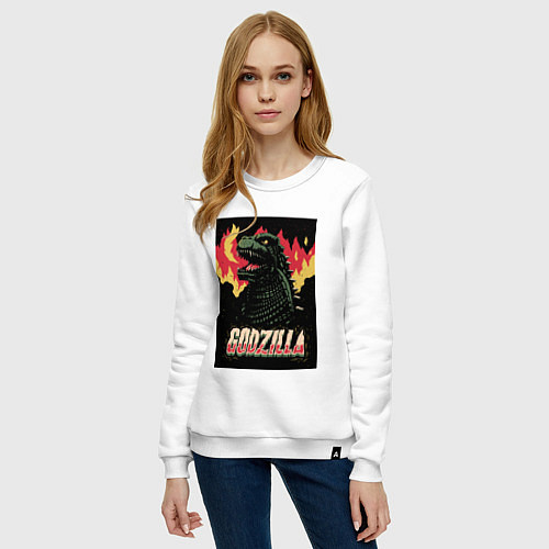 Женский свитшот GODZILLA POSTER / Белый – фото 3