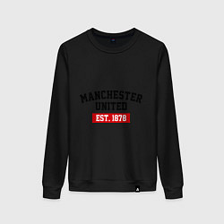 Свитшот хлопковый женский FC Manchester United Est. 1878, цвет: черный