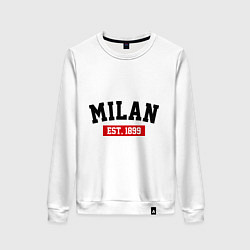Свитшот хлопковый женский FC Milan Est. 1899, цвет: белый