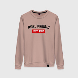 Свитшот хлопковый женский FC Real Madrid Est. 1902, цвет: пыльно-розовый