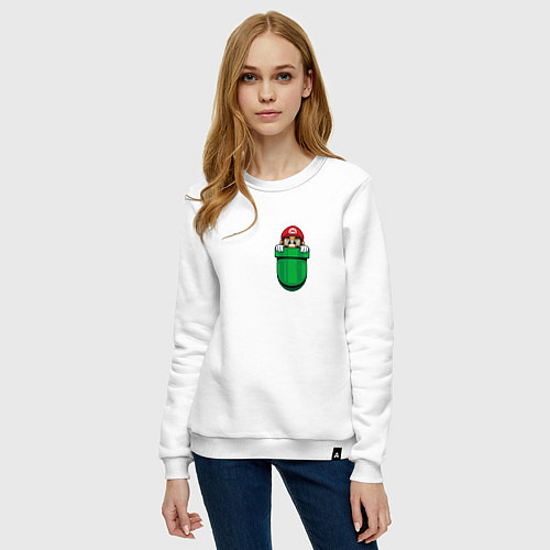 Женский свитшот Марио в кармане / Белый – фото 3