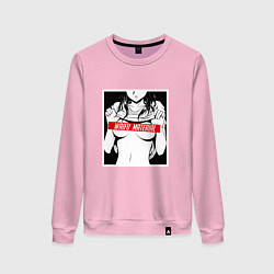 Свитшот хлопковый женский Waifu Material, цвет: светло-розовый