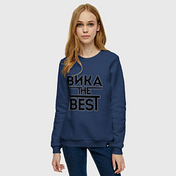 Свитшот хлопковый женский Вика the best, цвет: тёмно-синий — фото 2