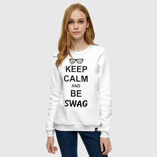 Женский свитшот Keep Calm & Be Swag / Белый – фото 3