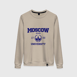 Свитшот хлопковый женский MGU Moscow University, цвет: миндальный