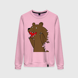 Свитшот хлопковый женский Медведь цензурный, цвет: светло-розовый
