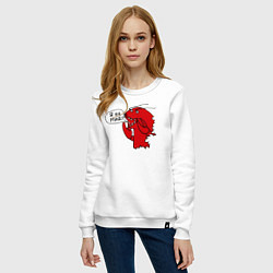 Свитшот хлопковый женский Рак: я на мид, цвет: белый — фото 2