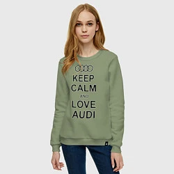 Свитшот хлопковый женский Keep Calm & Love Audi, цвет: авокадо — фото 2