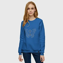 Свитшот хлопковый женский Полигональная бабочка, цвет: синий — фото 2