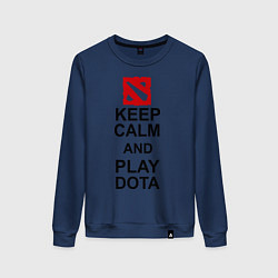 Свитшот хлопковый женский Keep Calm & Play Dota, цвет: тёмно-синий