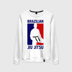 Свитшот хлопковый женский Brazilian Jiu jitsu, цвет: белый
