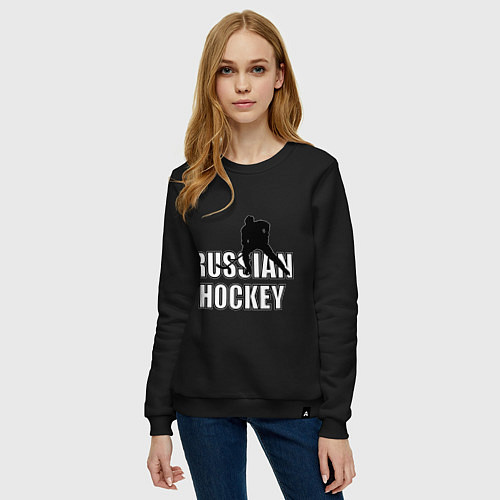 Женский свитшот Russian hockey / Черный – фото 3