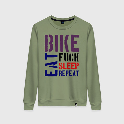 Женский свитшот Bike eat sleep repeat / Авокадо – фото 1