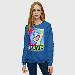 Свитшот хлопковый женский DJ Pon-3 RAVE, цвет: синий — фото 2