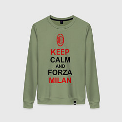 Свитшот хлопковый женский Keep Calm & Forza Milan, цвет: авокадо
