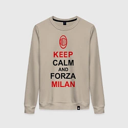 Свитшот хлопковый женский Keep Calm & Forza Milan, цвет: миндальный