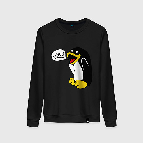Женский свитшот Пингвин: Linux / Черный – фото 1
