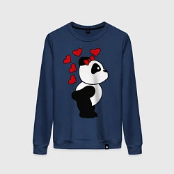 Свитшот хлопковый женский Поцелуй панды: для нее, цвет: тёмно-синий
