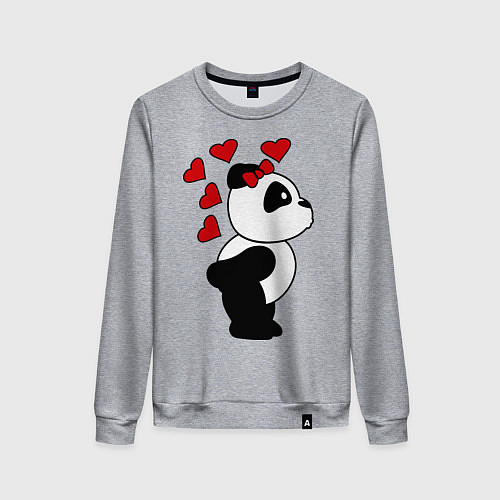 Женский свитшот Поцелуй панды: для нее / Меланж – фото 1