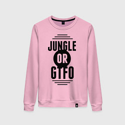 Свитшот хлопковый женский Jungle or GTFO, цвет: светло-розовый