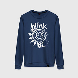 Свитшот хлопковый женский Blink-182: Smile, цвет: тёмно-синий
