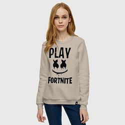 Свитшот хлопковый женский Marshmello: Play Fortnite, цвет: миндальный — фото 2