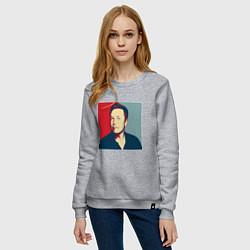 Свитшот хлопковый женский Elon Musk: Portrait, цвет: меланж — фото 2