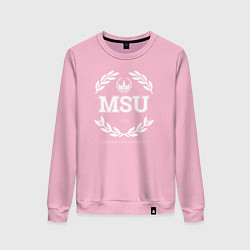 Свитшот хлопковый женский MSU, цвет: светло-розовый