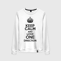 Свитшот хлопковый женский Keep Calm & Love One Direction, цвет: белый