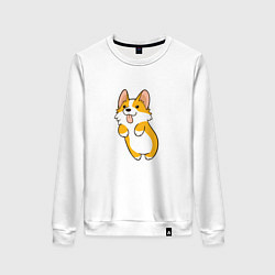 Свитшот хлопковый женский Корги лапочка, цвет: белый