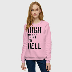 Свитшот хлопковый женский High way to hell, цвет: светло-розовый — фото 2