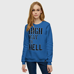 Свитшот хлопковый женский High way to hell, цвет: синий — фото 2