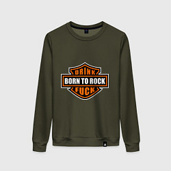 Свитшот хлопковый женский Born to rock, цвет: хаки